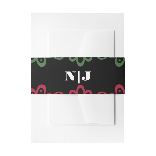 Bandeau De Faire-part Mariage de fiesta vert et rouge (Devant example)