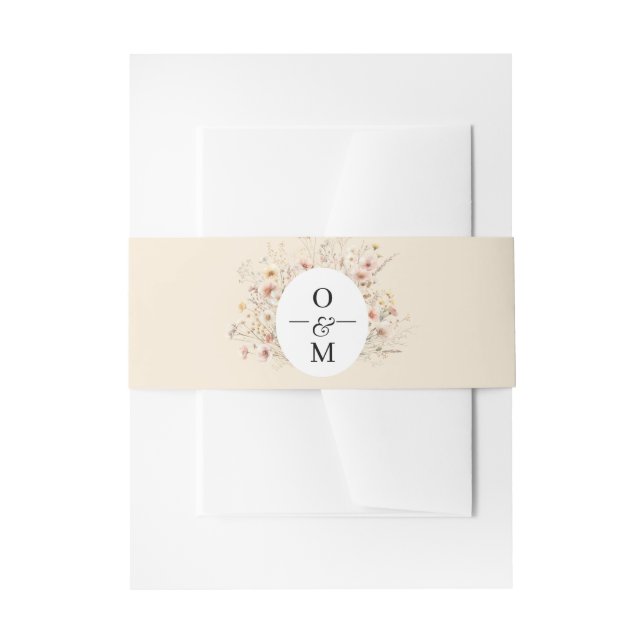 Bandeau De Faire-part Mariage de Fleur sauvage de prairie beige blanc (Devant example)