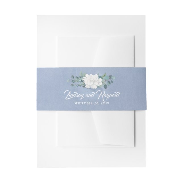 Bandeau De Faire-part Mariage de fleurs blanches bleu foncé (Devant example)