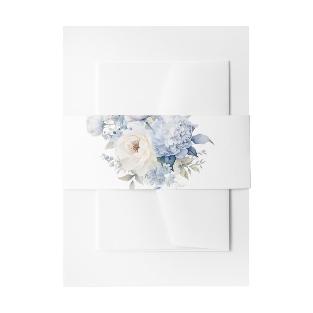 Bandeau De Faire-part Mariage de fleurs bleues et blanches (Devant example)
