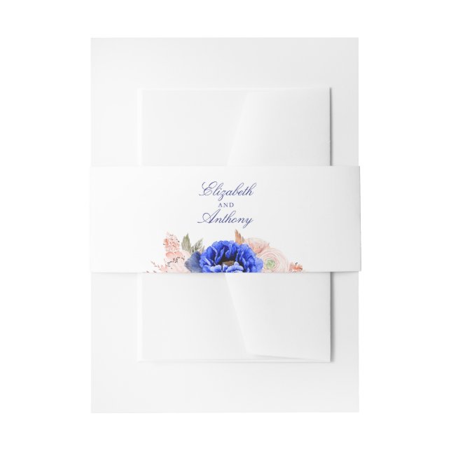 Bandeau De Faire-part Mariage de fleurs d'aquarelle marine et rose (Devant example)