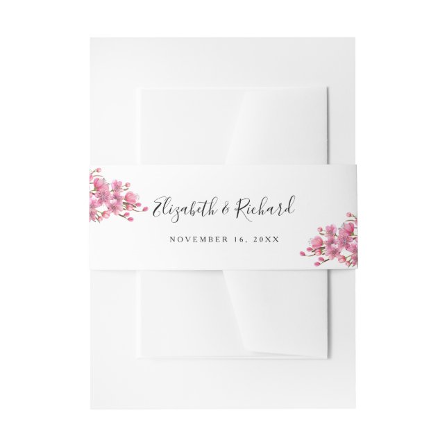 Bandeau De Faire-part Mariage de fleurs de cerisiers roses (Devant example)