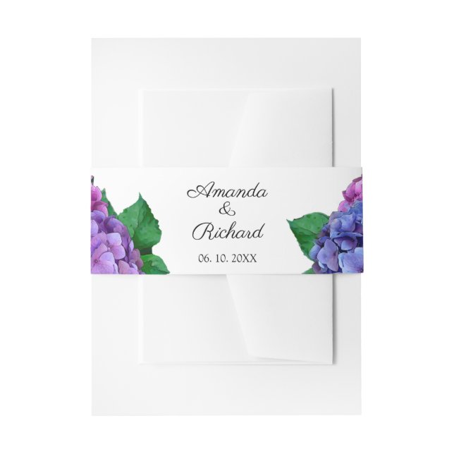 Bandeau De Faire-part Mariage de fleurs d'Hydrangée bleue et rose (Devant example)