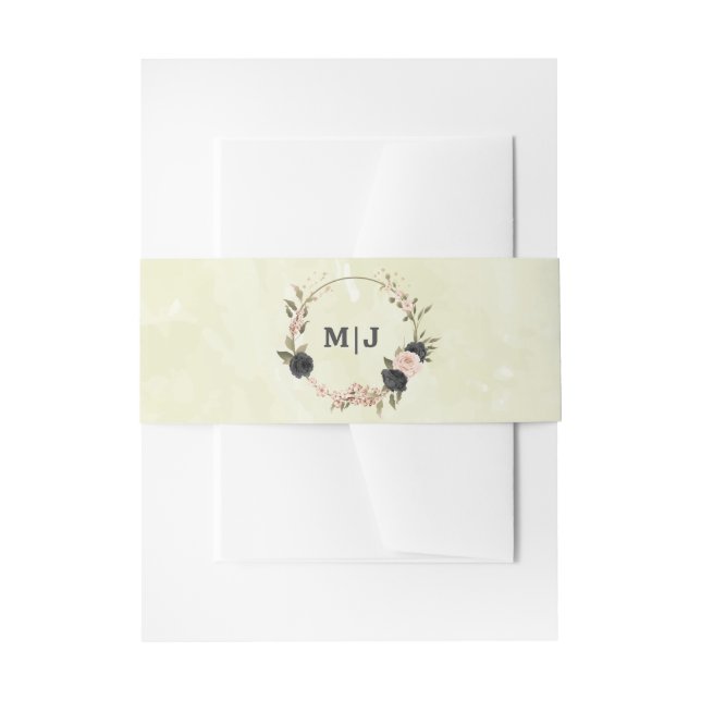 Bandeau De Faire-part mariage de fleurs roses noires (Devant example)