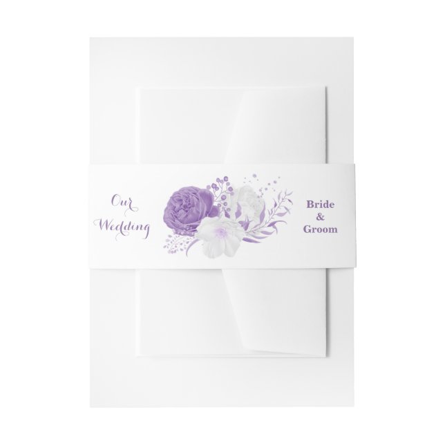Bandeau De Faire-part Mariage de fleurs violettes romantiques (Devant example)