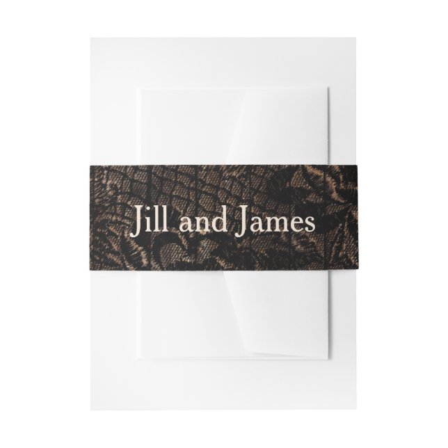 Bandeau De Faire-part Mariage de la dentelle Black Faux (Devant example)