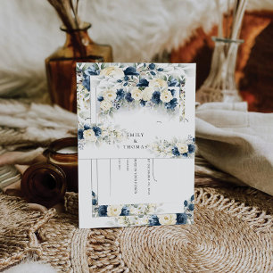 Bandeau De Faire-part Mariage de la Marine bleu et blanc Roses