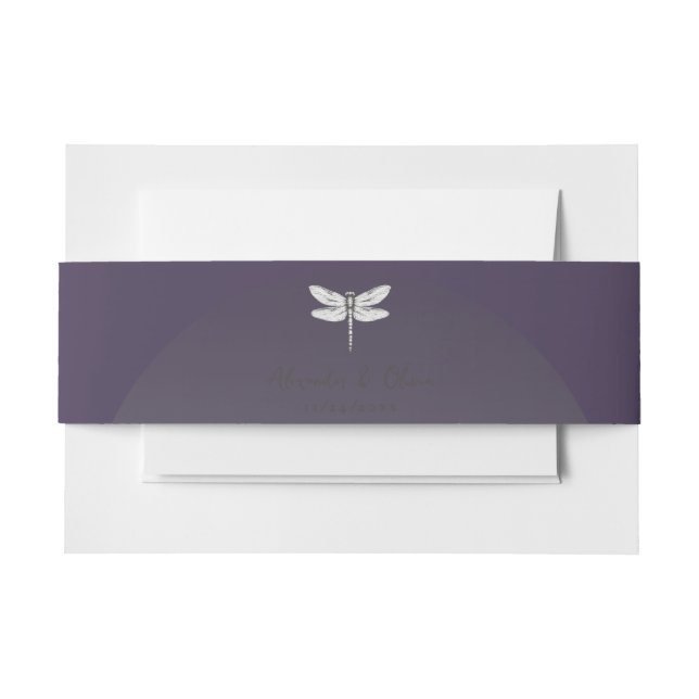 Bandeau De Faire-part Mariage de libellules violettes foncées (Devant Example)