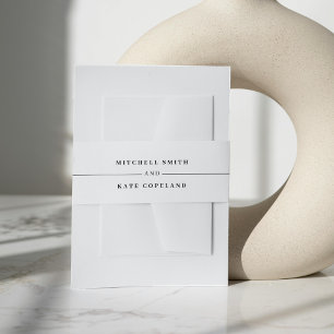 Bandeau De Faire-part Mariage de ligne de nom minimaliste blanc et noir