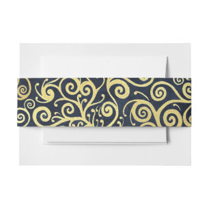 Bandeau De Faire-part Mariage de luxe chic bleu marine et or pour l'hive