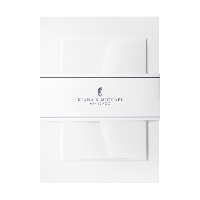 Bandeau De Faire-part Mariage de mer Blue Wave Navy/Wht ID836 (Devant example)