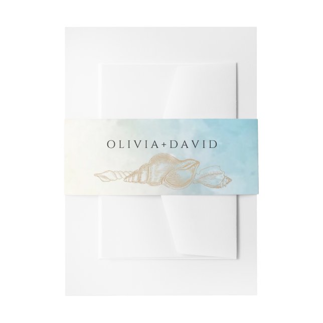 Bandeau De Faire-part Mariage de mer Été Bleu Océan Plage Mariage (Devant example)