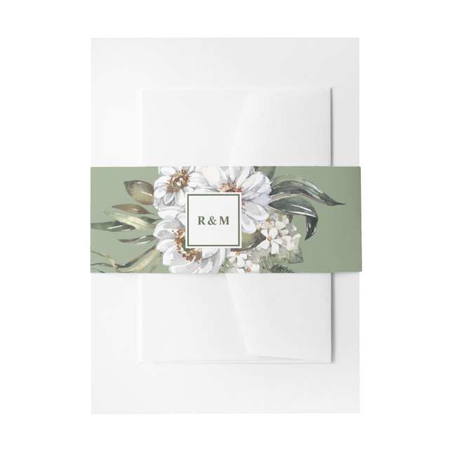 Bandeau De Faire-part Mariage de monogramme botanique blanc (Devant example)