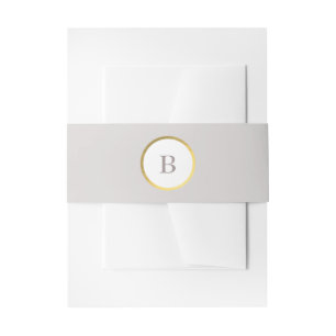Bandeau De Faire-part Mariage de monogramme circulaire Taupe et Gold Foi