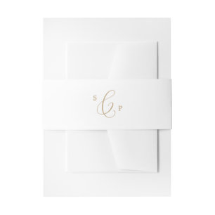 Bandeau De Faire-part Mariage de monogramme de calligraphie or Delicate