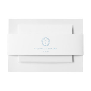Bandeau De Faire-part Mariage de monogramme de crête bleu vintage