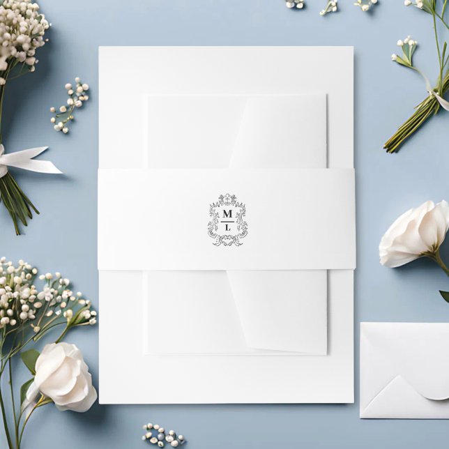 Bandeau De Faire-part Mariage de monogramme de crête botanique (Créateur téléchargé)