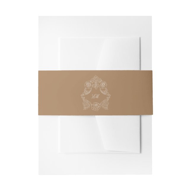 Bandeau De Faire-part Mariage de monogramme de crête Brown dorée (Devant example)