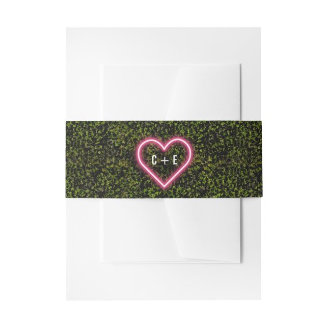 Bandeau De Faire-part Mariage de monogramme de néon Heart Boxwood (Devant example)