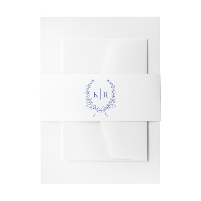 Bandeau De Faire-part Mariage de monogramme de poignets bleu et ruban (Devant example)