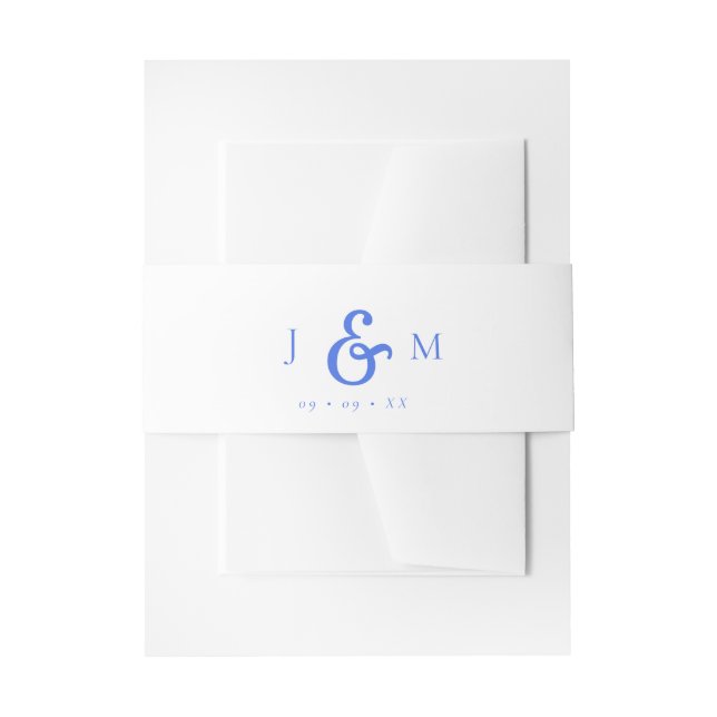 Bandeau De Faire-part Mariage de monogramme d'esperie bleue française (Devant example)
