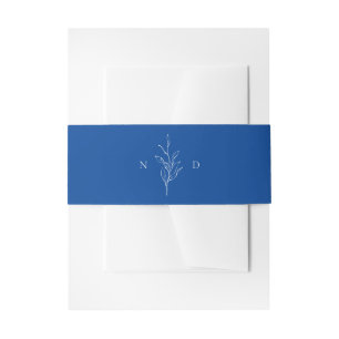Bandeau De Faire-part Mariage de monogramme feuille bleu simple