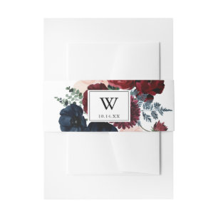 Bandeau De Faire-part Mariage de monogramme Floral de la marine rose de 