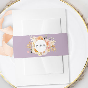 Bandeau De Faire-part Mariage de monogramme floral de lavande violette