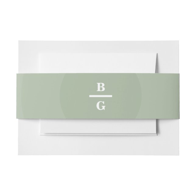 Bandeau De Faire-part Mariage de monogramme moderne Sage Green (Devant Example)