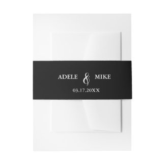 Bandeau De Faire-part Mariage de monogramme noir et blanc moderne