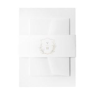 Bandeau De Faire-part Mariage de monogramme or simple de crête botanique