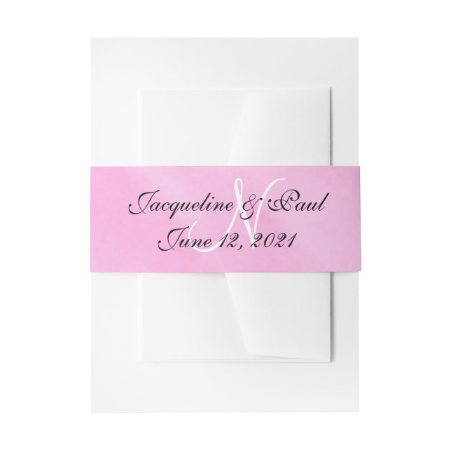 Bandeau De Faire-part Mariage de monogramme romantique rose pâle (Devant example)
