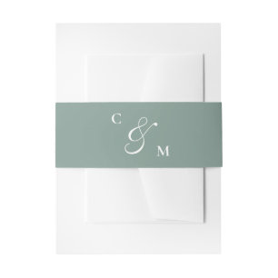 Bandeau De Faire-part Mariage de monogramme vert de la station Retro