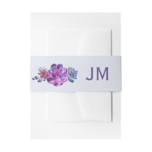 Bandeau De Faire-part Mariage de monogramme violet Succulent