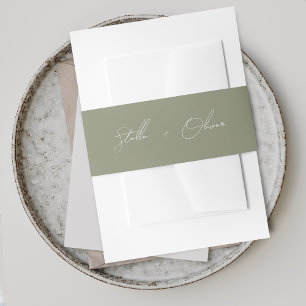 Bandeau De Faire-part Mariage de noms de script élégant Sage Green