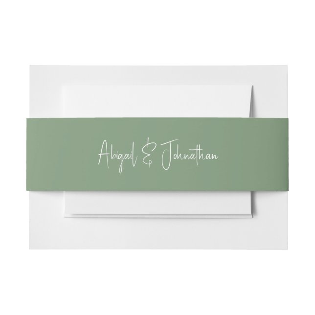 Bandeau De Faire-part Mariage de noms de script vert et blanc (Devant Example)