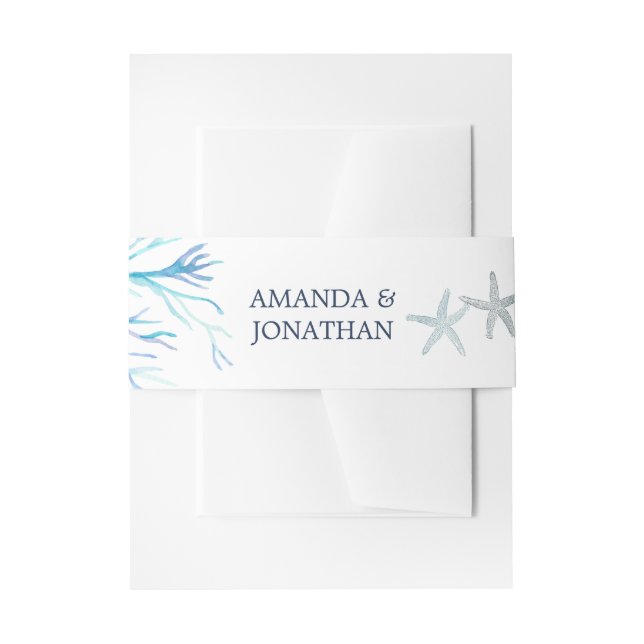 Bandeau De Faire-part Mariage de plage d'algues d'aquarelle (Devant example)