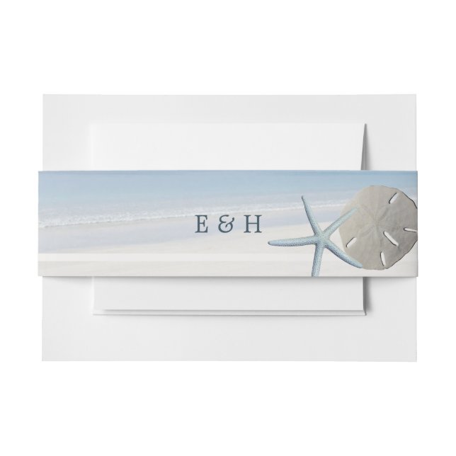 Bandeau De Faire-part Mariage de plage de sable Dollar et Starfish (Devant Example)