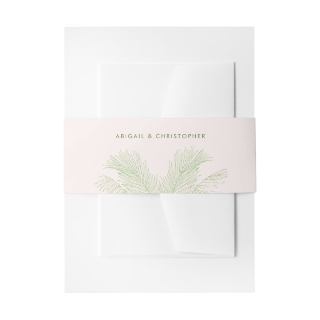 Bandeau De Faire-part Mariage de plage tropicale Feuille rose et verte (Devant example)