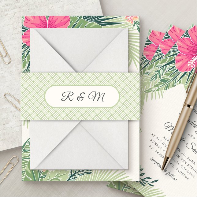 Bandeau De Faire-part Mariage de rotin tropical (Créateur téléchargé)