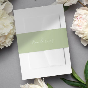 Bandeau De Faire-part Mariage de script blanc et vert chic