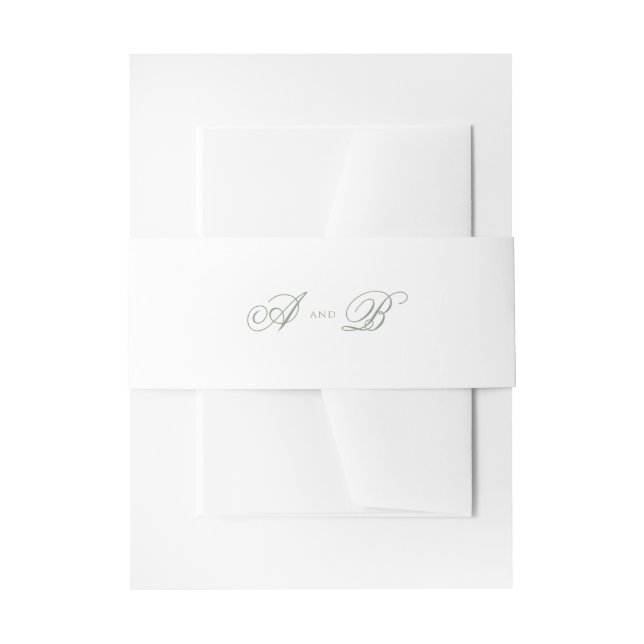 Bandeau De Faire-part Mariage de script classique classique blanc et ver (Devant example)