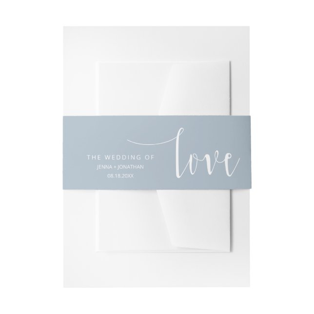 Bandeau De Faire-part Mariage de script de calligraphie moderne bleu fon (Devant example)