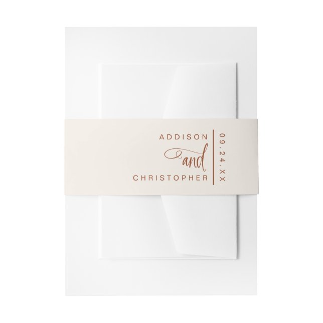 Bandeau De Faire-part Mariage de script de crème personnalisée en terre  (Devant example)