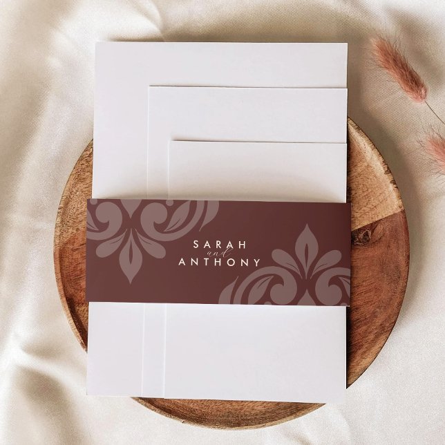 Bandeau De Faire-part Mariage de script élégant en acajou rouge classiqu (Créateur téléchargé)