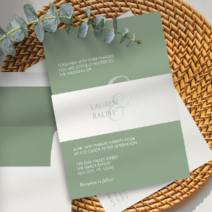 Bandeau De Faire-part Mariage de script minimaliste Chic Sage Green et i