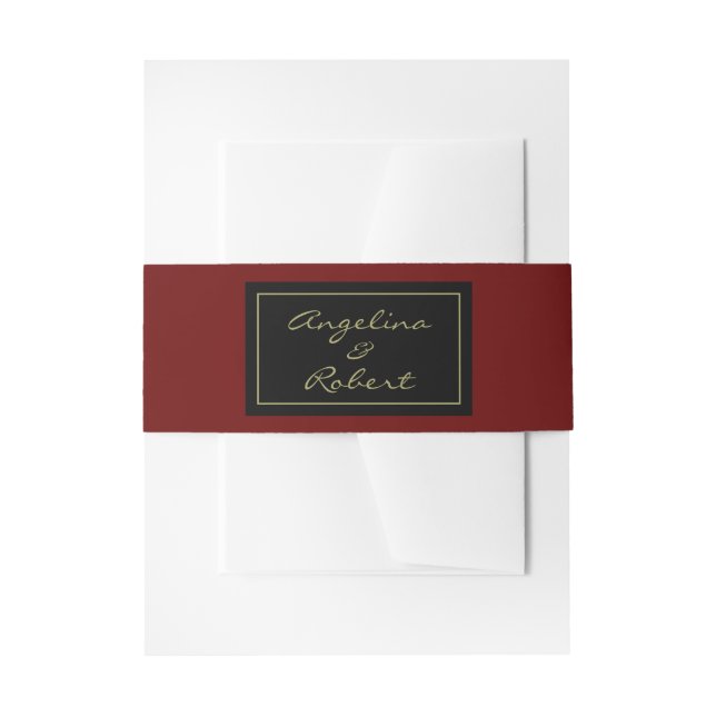 Bandeau De Faire-part Mariage de script moderne élégant Deep Red Gold (Devant example)