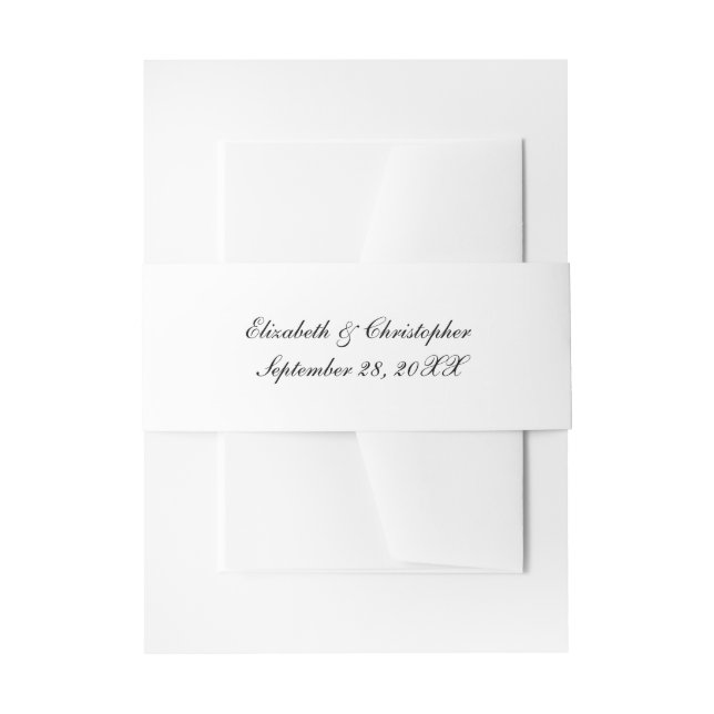 Bandeau De Faire-part Mariage de script traditionnel noir blanc (Devant example)