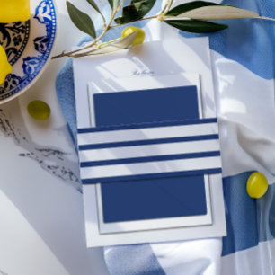 Bandeau De Faire-part Mariage de style Côte Italienne Bleu & Blanc