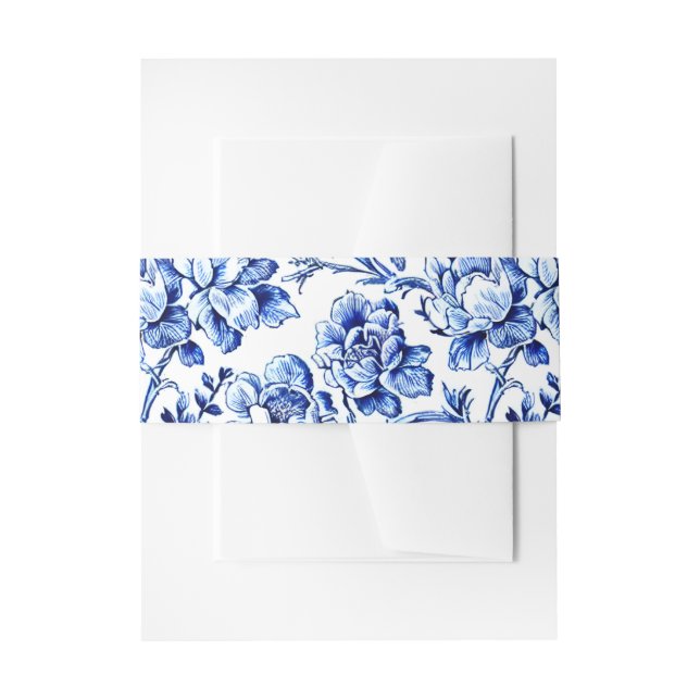 Bandeau De Faire-part Mariage de Toile Floral Bleu (Devant example)
